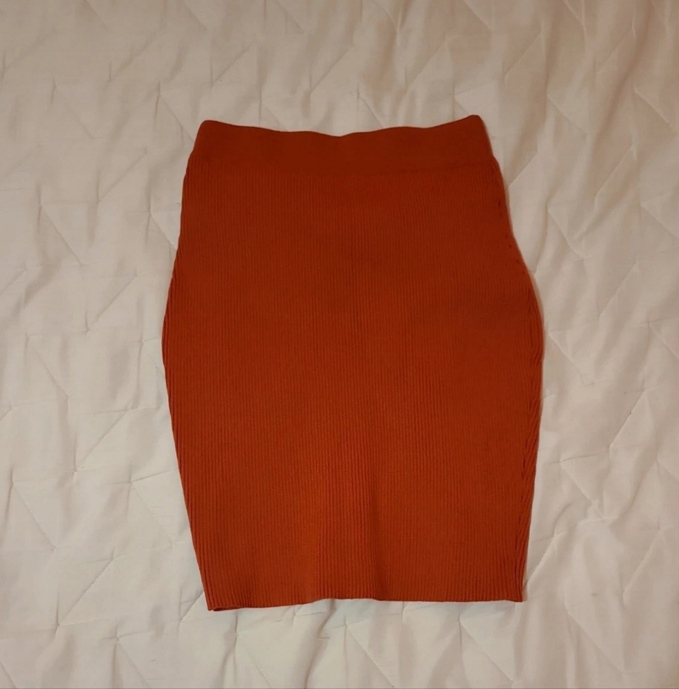 orange pencil skirt
